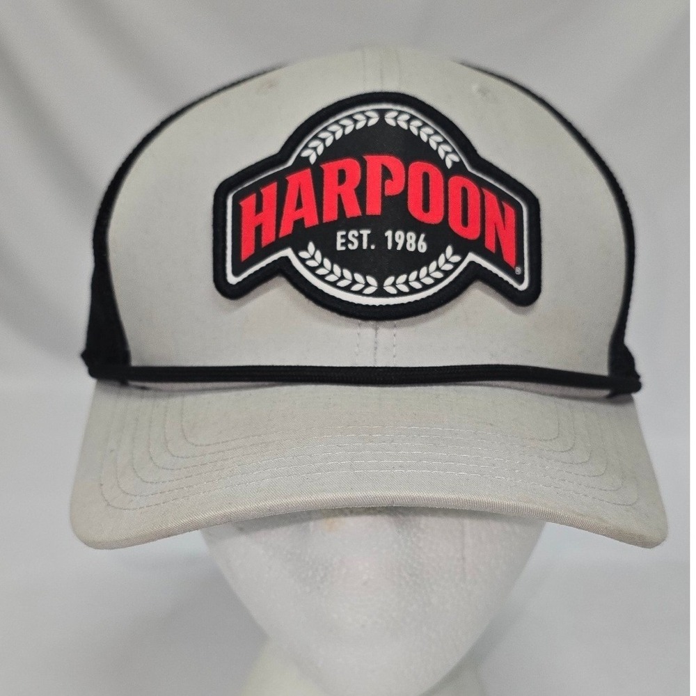 Harpoon Brewery Trucker Hat Grey Black Snapback Mesh Cap Est 1986 Rope Detail